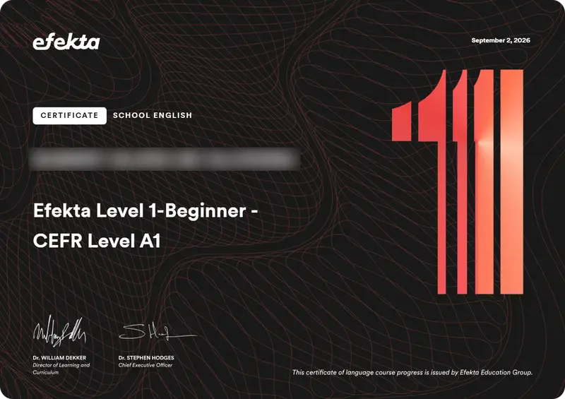 Certificado — Efekta Level 1 — CEFR A1