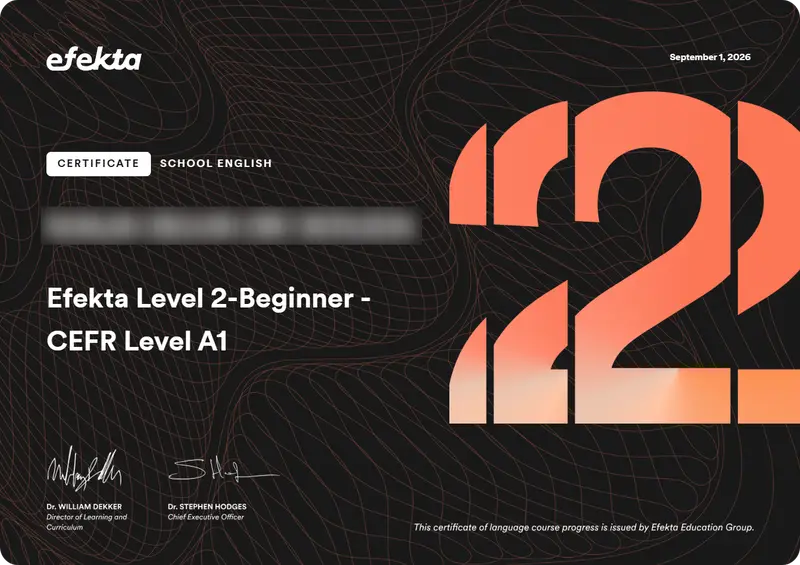 Certificado — Efekta Level 2 — CEFR A2