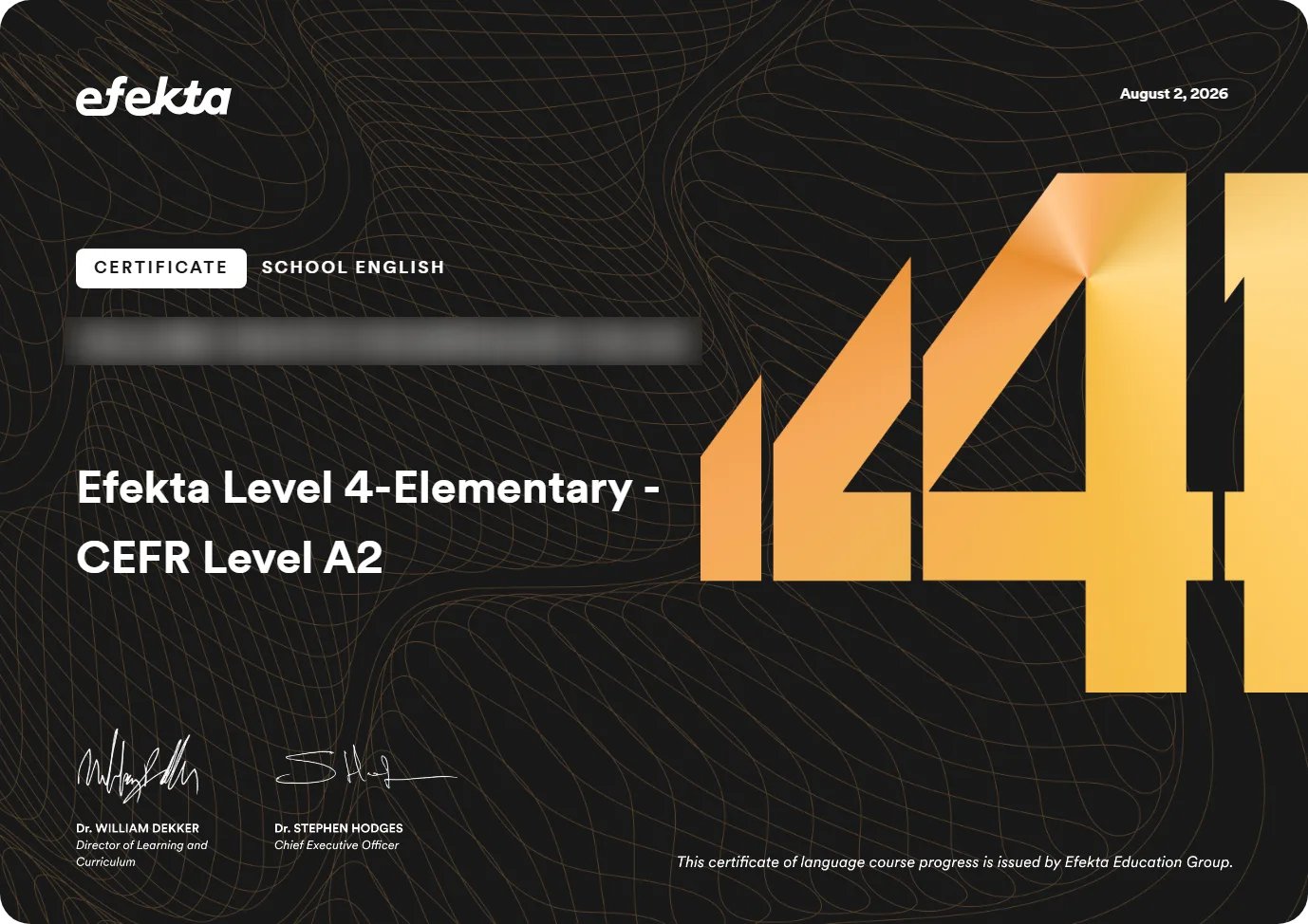 Certificado — Efekta Level 4 — CEFR B2