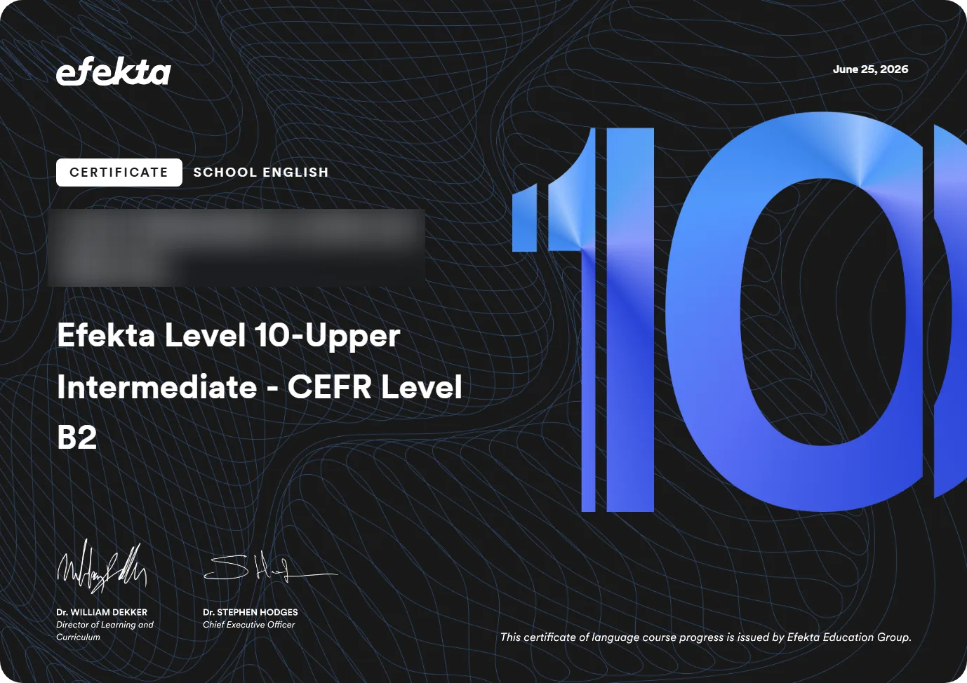 Certificado — Efekta Level 1 — CEFR A1