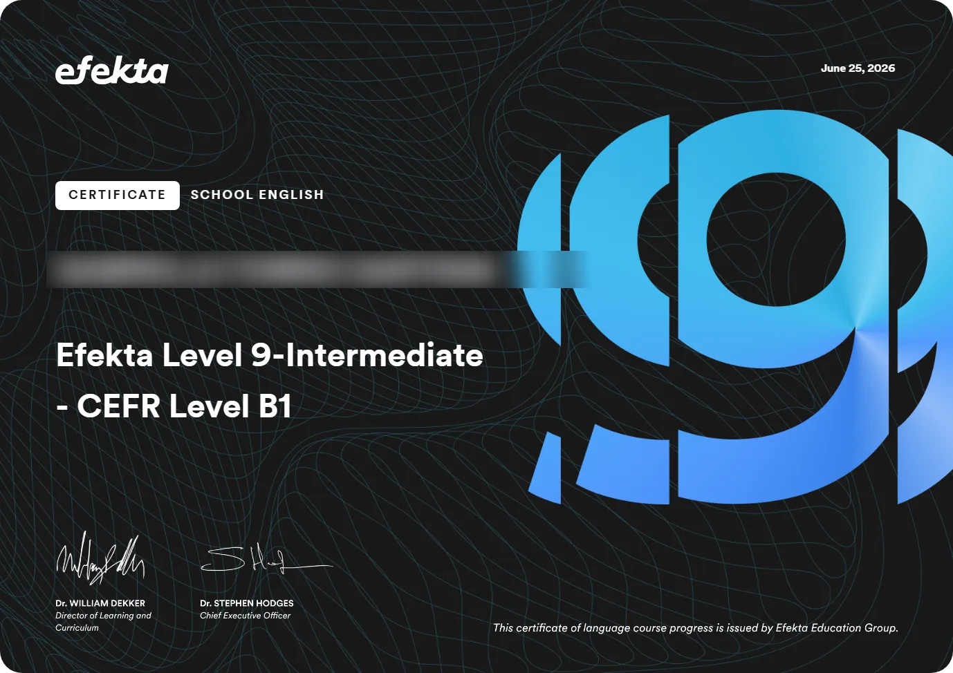 Certificado — Efekta Level 9