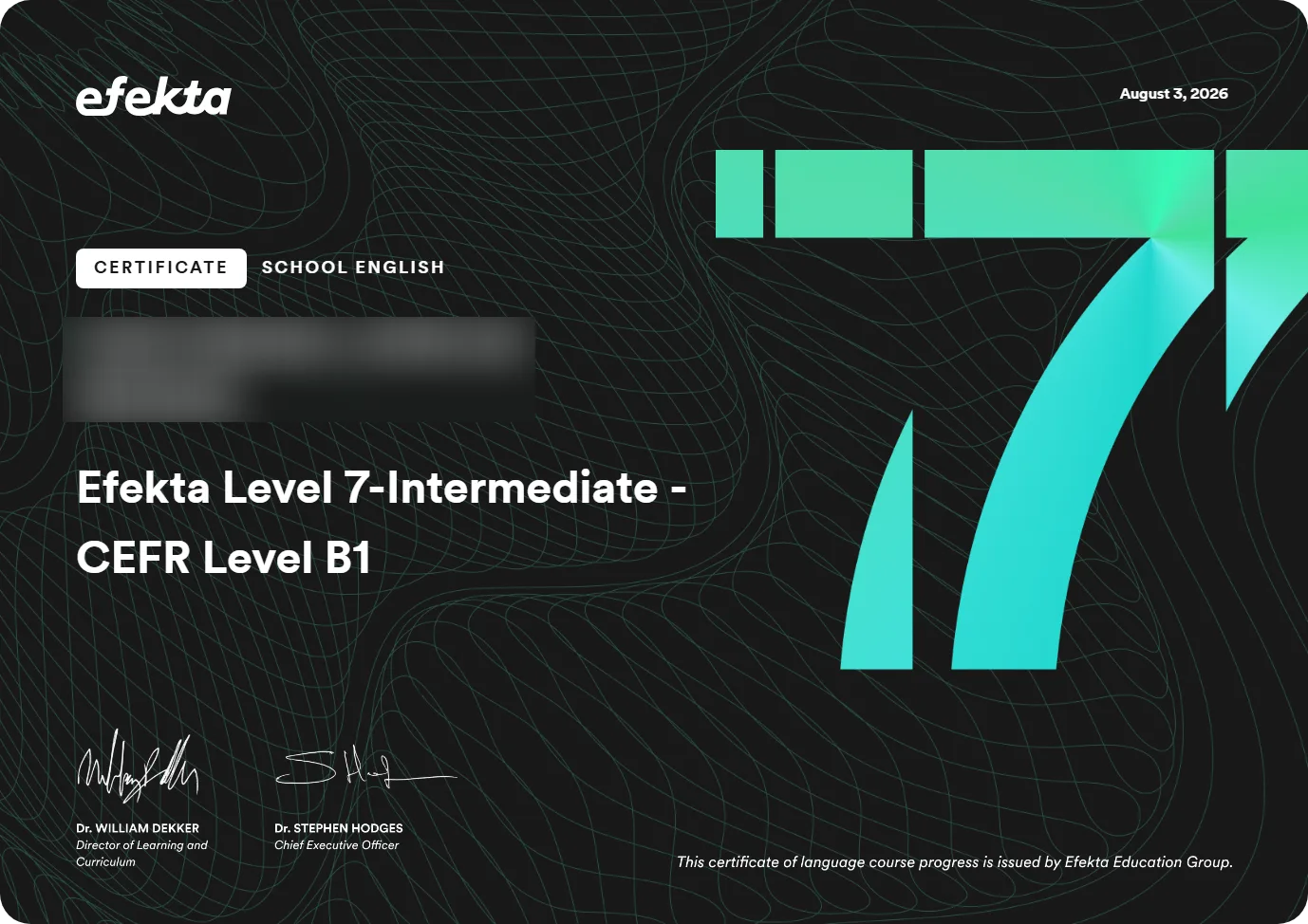 Certificado — Efekta Level 7