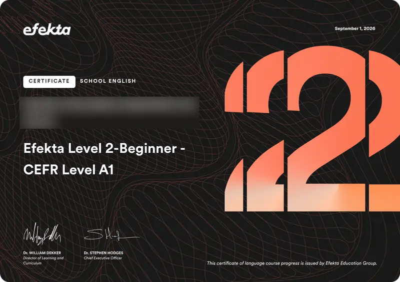 Certificado — Efekta Level 2 — CEFR A2