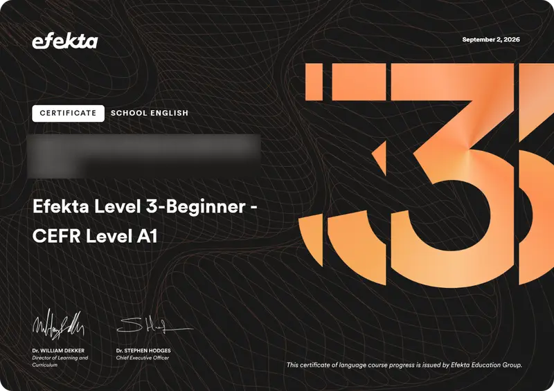 Certificado — Efekta Level 3 — CEFR B1