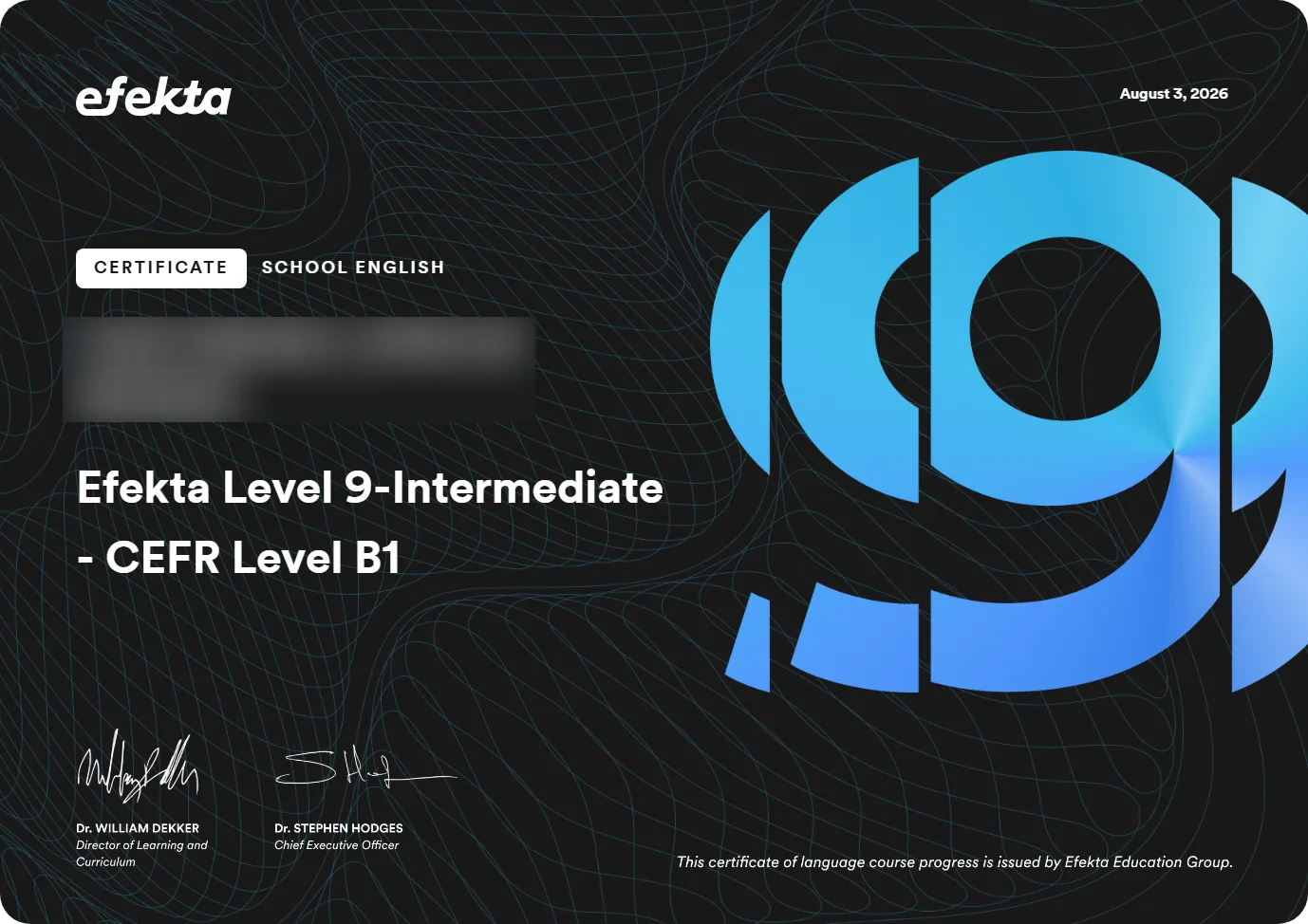 Certificado — Efekta Level 9