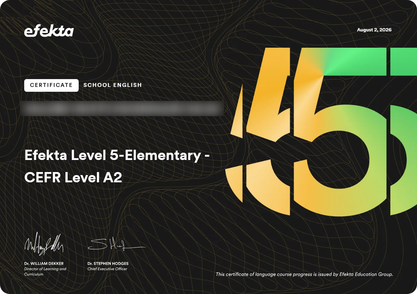 Certificado — Efekta Level 5 — CEFR C1